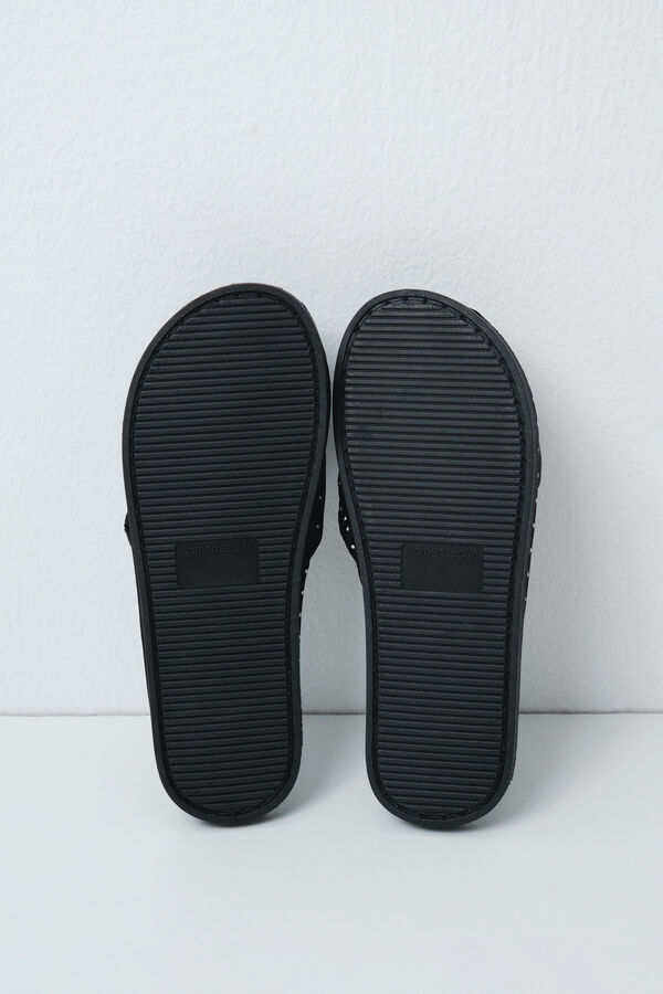 Women'secret Polka-dot knot slippers black