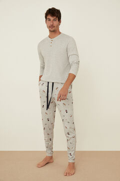 Womensecret Pyjama Baumwolle Hunde Grau Grau