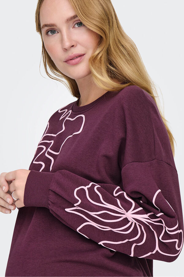 Only Maternity Sudadera estampado flores maternity burdeos