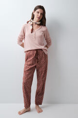 Women'secret Pantalon long mini-fleurs marron nude