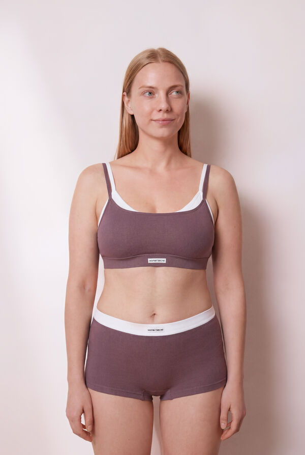 Women'secret Purple seamless ribbed top pink