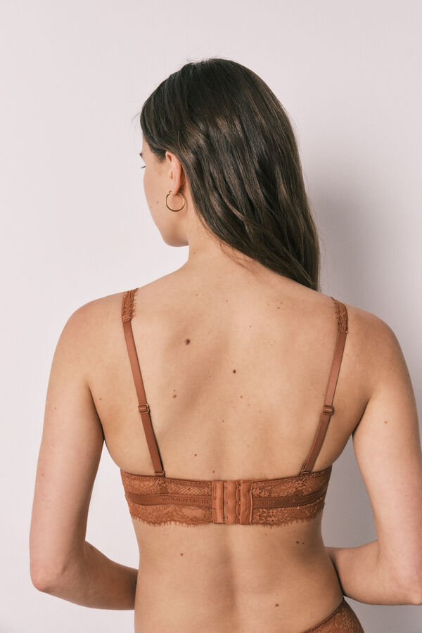 Women'secret Soutien halter com enchimento em renda marrom INTUITIVE cru