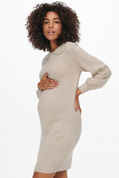Womensecret Jersey-knit lapel collar maternity dress brown