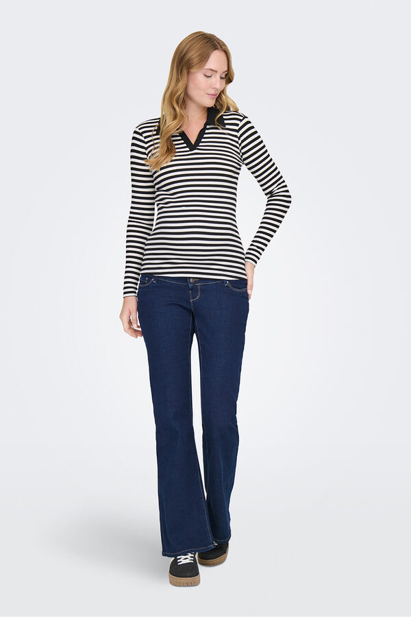 Only Maternity Polo riscas para maternity  branco