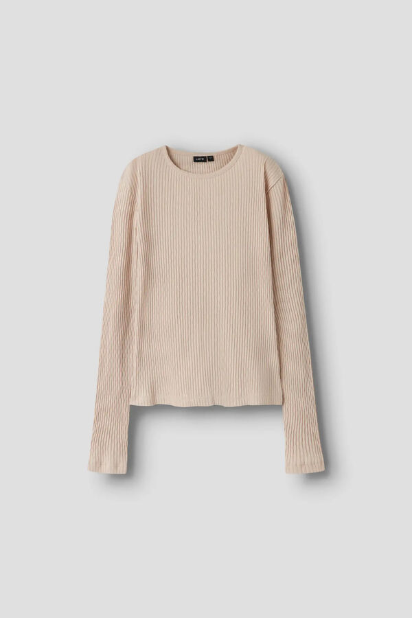 Lmtd Camiseta de pointelle de manga larga gris