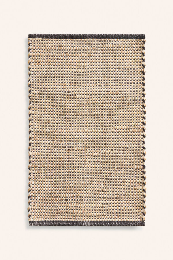 Calma House Alfombra de algod&oacute;n negro y yute West negro