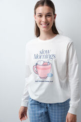 Women'secret Plaid cotton long pyjamas Snoopy beige