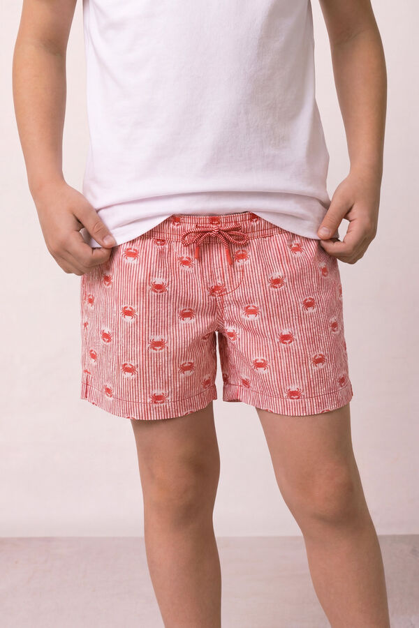 Women'secret Striped and crab print kid's swimwear red