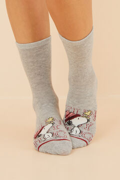 Womensecret Pack 3 calcetines algodón Snoopy gris estampado