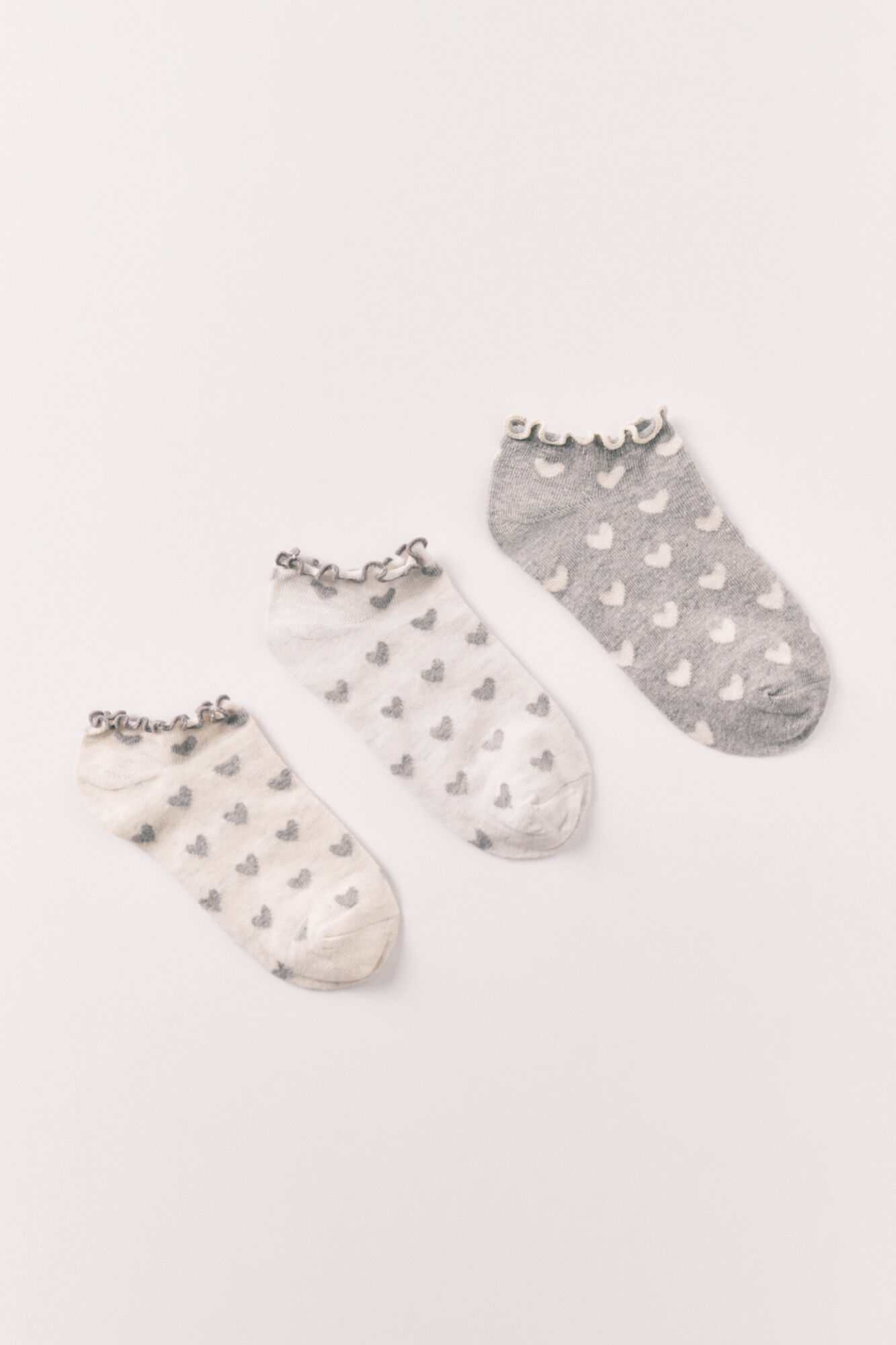 Women'secret Lot de 3 chaussettes courtes imprim&eacute; c&oelig;urs