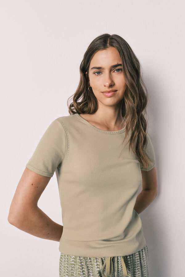 Women'secret Cotton short sleeve long pyjamas beige
