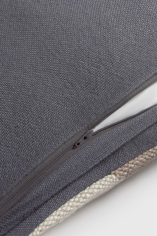 Textura Embroidered geometric design cushion case grey