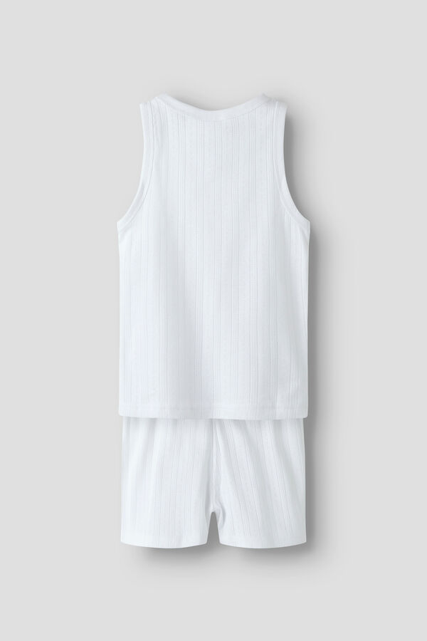 Lmtd Conjunto pijama corto sin mangas pointelle blanco