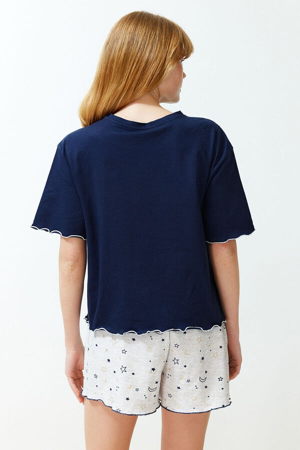 Trendyol Conjunto pijama corto volantes estrellas azul azul