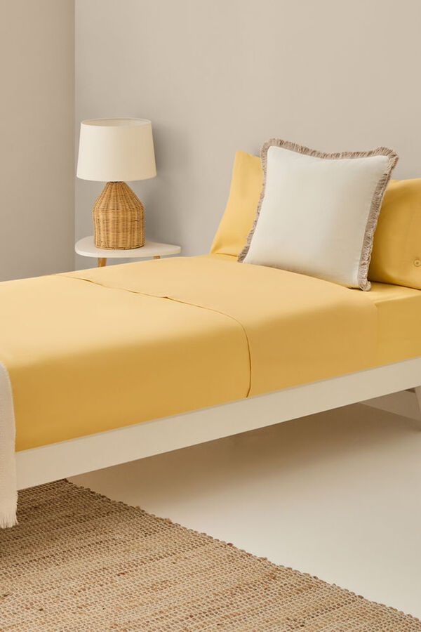 Textura S&aacute;bana encimera algod&oacute;n org&aacute;nico amarillo