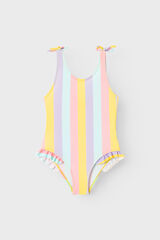 Womensecret Girls' striped print swimsuit with tie detail bleu