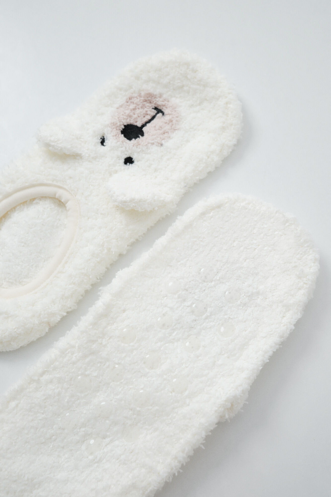 Women'secret Beige bear slip-on socks