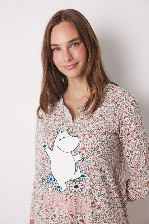 Womensecret Camisa de dormir midi Moomin 100% algodão rosa