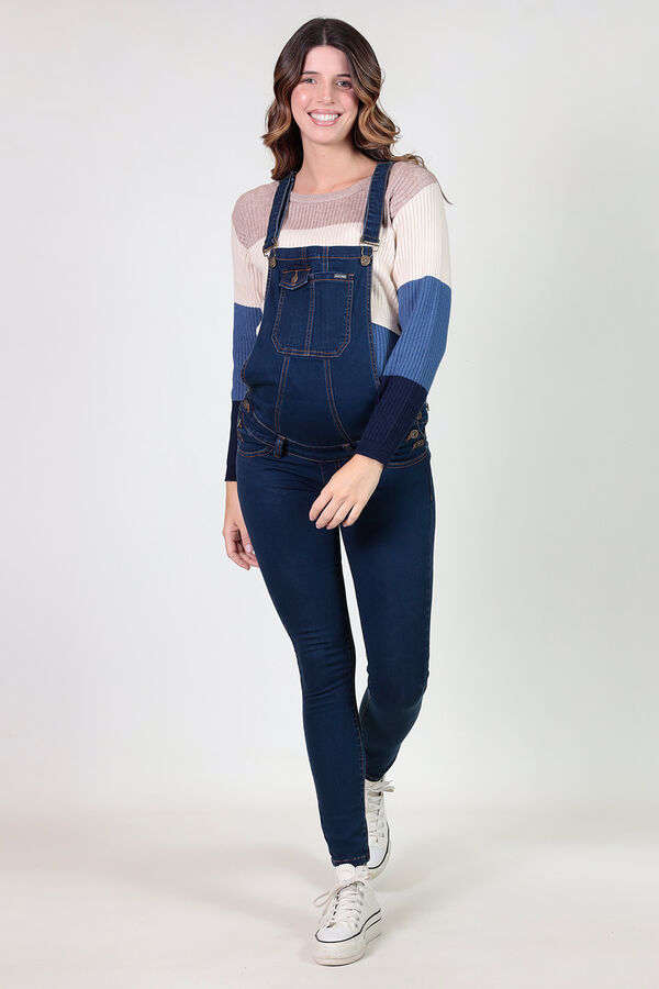 Womensecret Macacão jeans maternity comprido formal lavagem escura azul