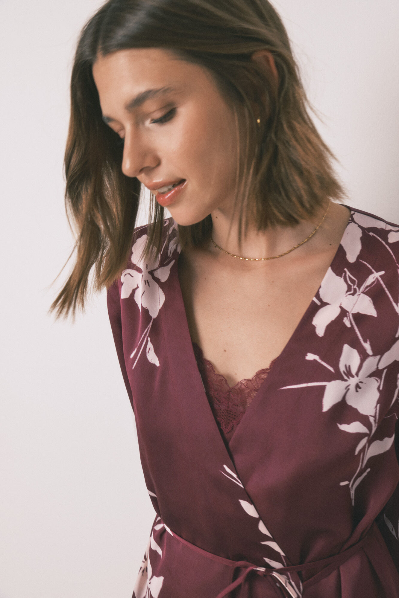 Women'secret Kućni ogrtač bordo cvetni ogrtač