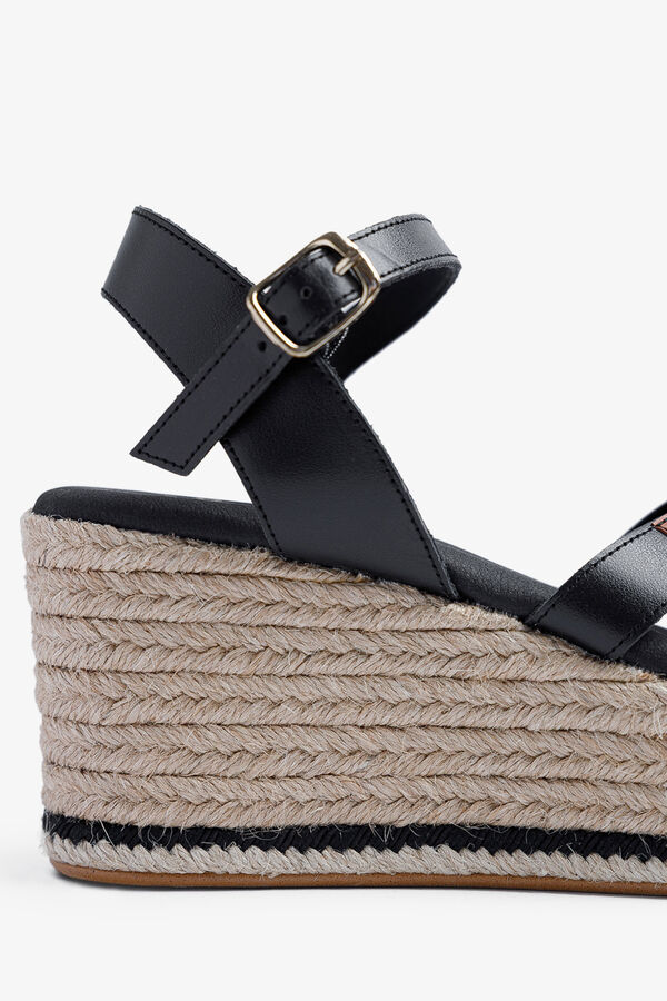 Popa Gialos leather low wedge sandal black