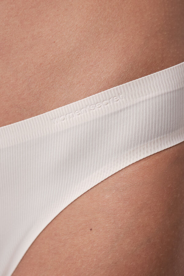 Women'secret Nude ribbed microfibre mini string red