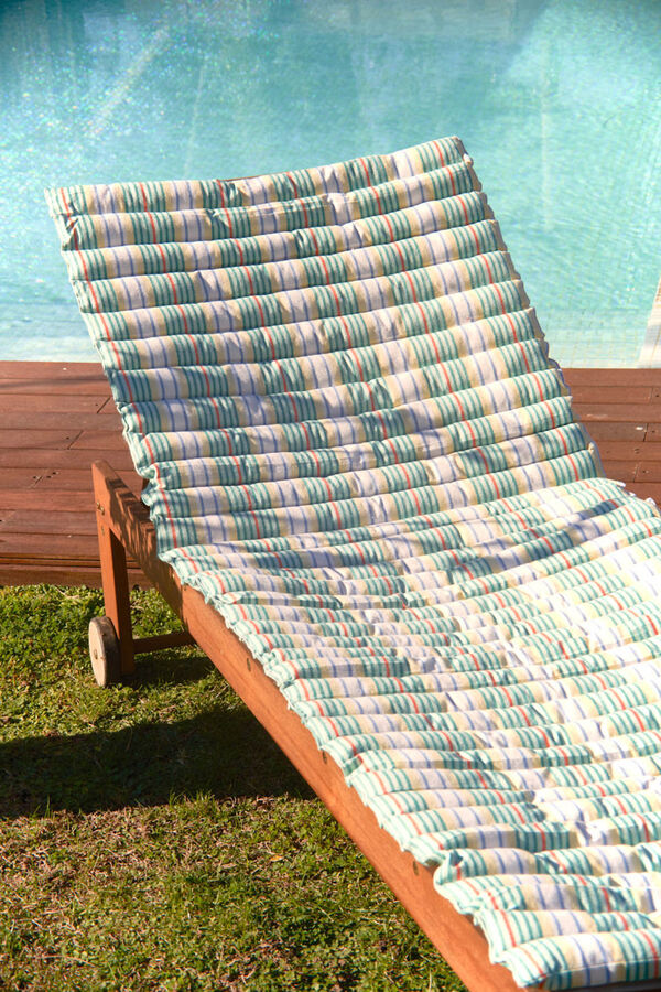Calma House Turquoise striped recycled cotton hammock cushion Haiti 60x175x2 blue