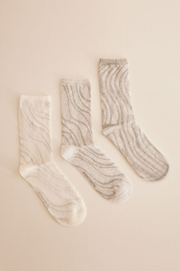 Womensecret 3-pack waves long cotton socks printed
