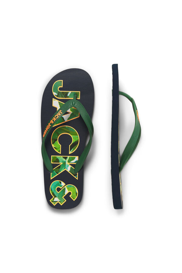 Jack & Jones Tongs &agrave; entre-doigts semelle en caoutchouc bleu