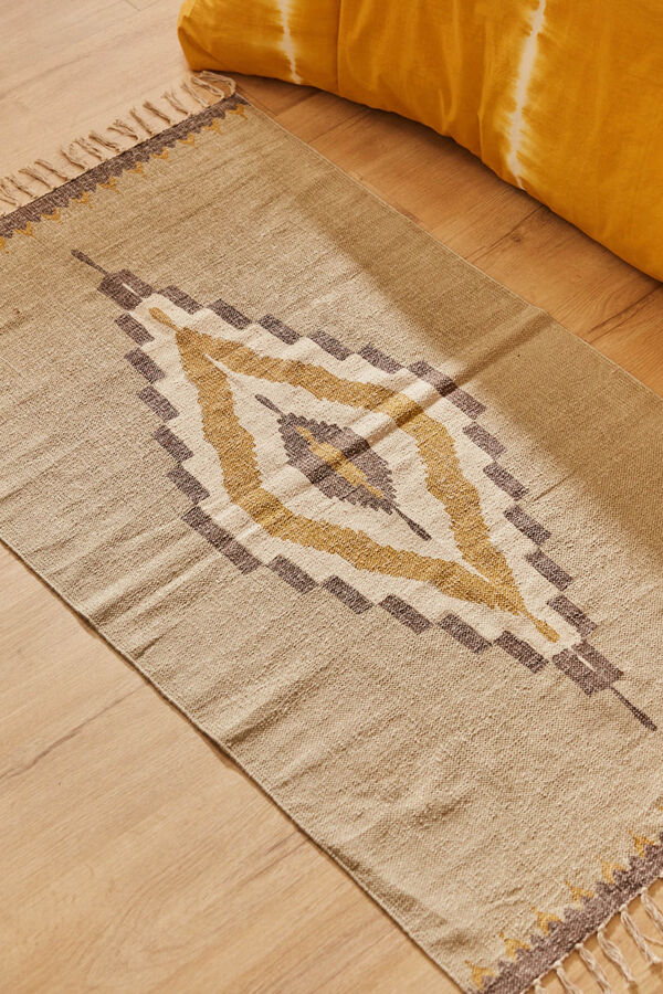 Calma House Alfombra de algod&oacute;n dhourrie mostaza Solrac amarillo