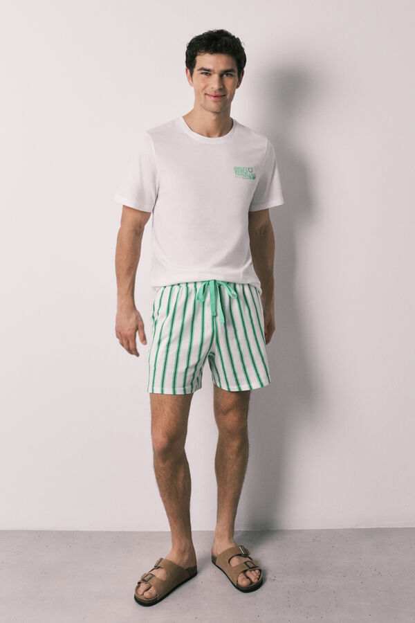 Women'secret Pyjama court pour homme en coton SmileyWorld&reg;  beige