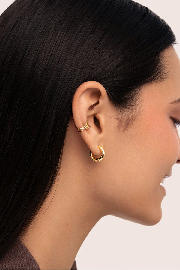 Singularu Loose Ear Cuff Triple Cross Gold Plated Earring printed