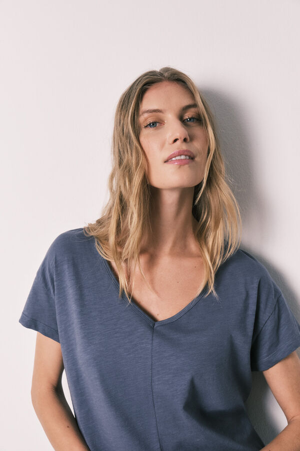 Women'secret Blue bandana print cotton short sleeve long pyjamas blue