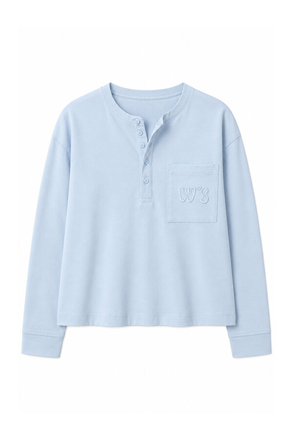 Women'secret Blue cotton pocket T-shirt blue