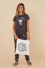 Womensecret Pyjama 100 % coton Snoopy manches courtes gris