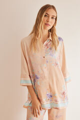 Womensecret Satenska pidžama na kopčanje s cvjetnim uzorkom S uzorkom