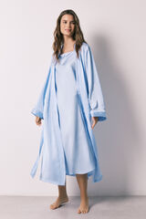 Women'secret Robe de chambre midi en satin bleue bleu
