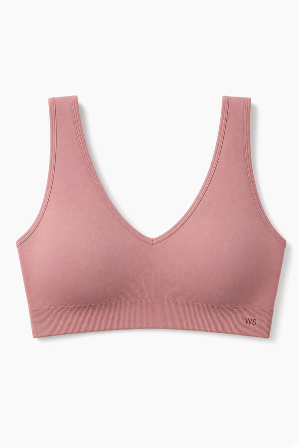 Women'secret Pink microfibre halterneck top bra pink