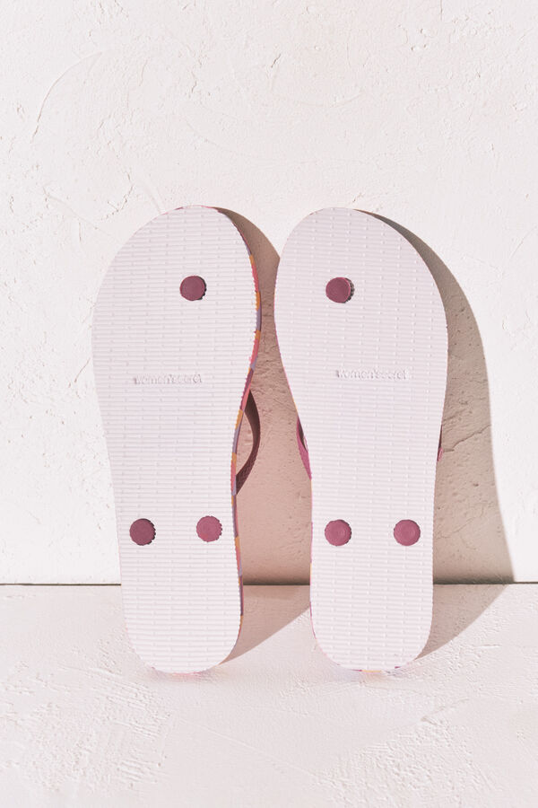 Women'secret Pink geometric print toe sandals pink