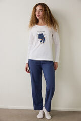 Penti Conjunto de pijama de algod&oacute;n de manga larga con cuello redondo Anatomy azul