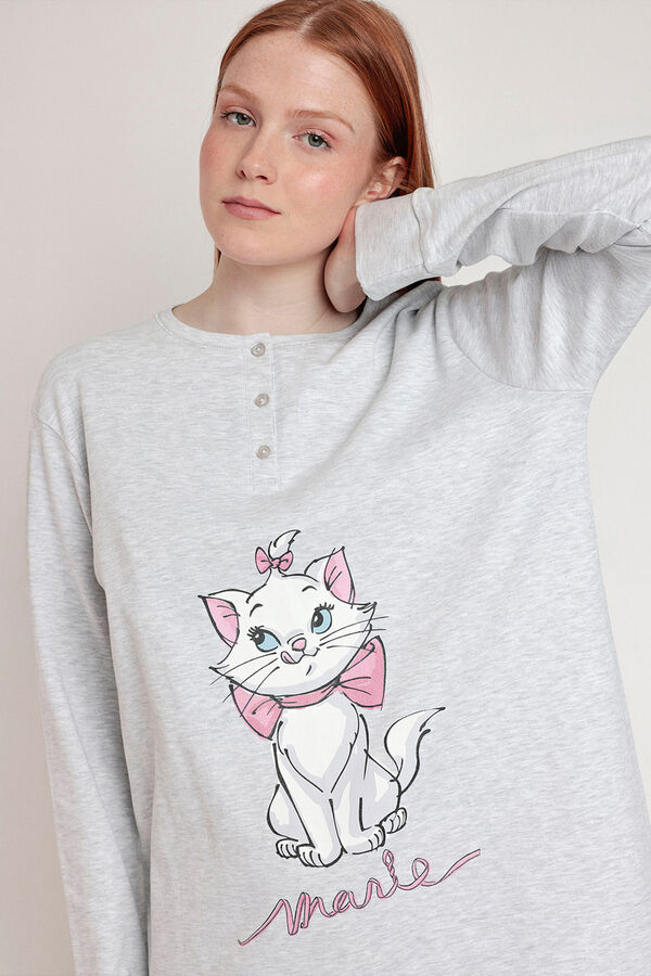 Admas Camis&oacute;n manga larga gato Marie Disney gris