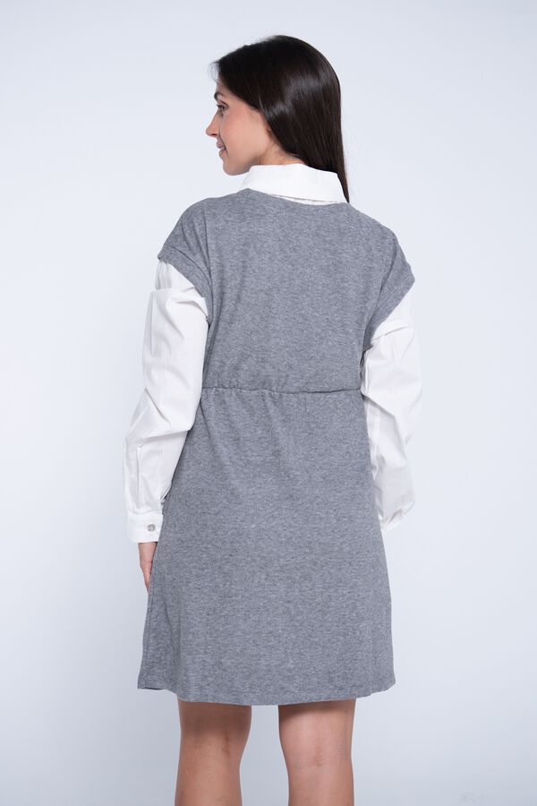 Ohma! Maternity dress with faux shirt grey