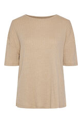 Womensecret Women's T-shirt with short sleeve and closed neck. Contains cotton. természetes