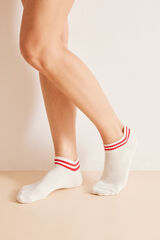 Womensecret Csíkos rövid zoknik, 3 db-os csomag fehér