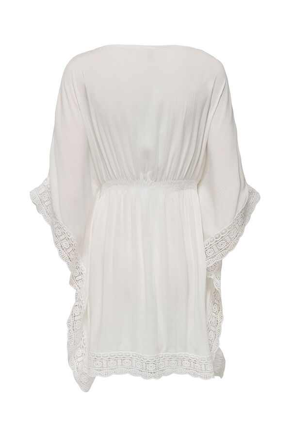 Only Caft&aacute;n corto con troquelados blanco