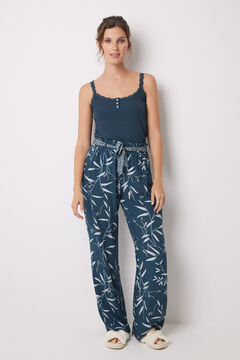 Womensecret Leaf print viscose lounge pants green