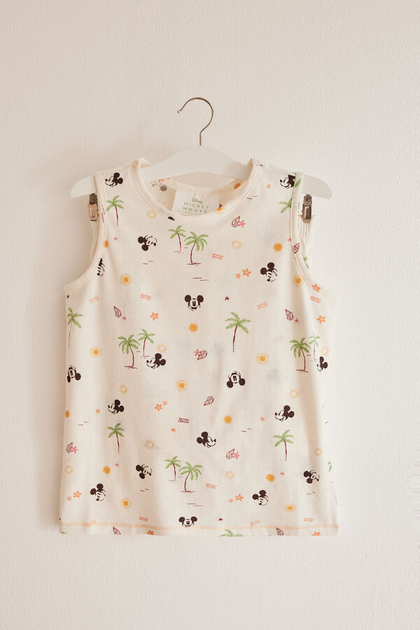 Womensecret Pyjama mit Mickey-Print aus 100 % Baumwolle Weiß