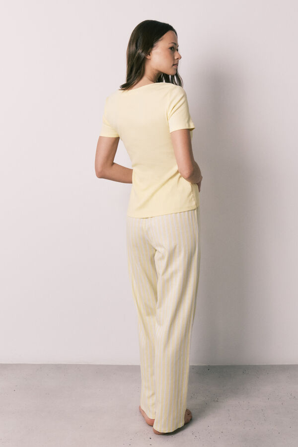 Women'secret Yellow cotton short sleeve long pyjamas printed