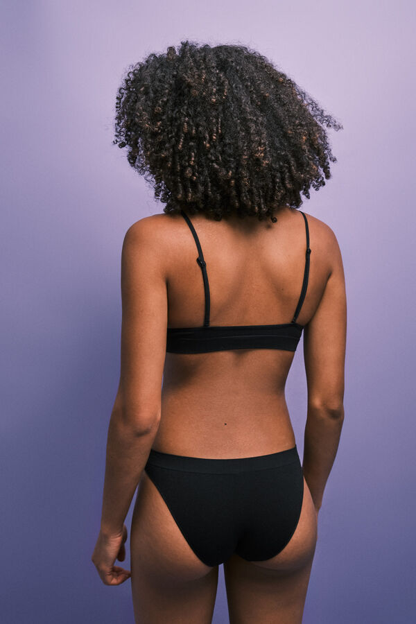 HI&BYE Black seamless ribbed classic panty black
