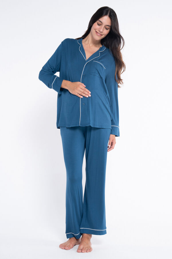 Ohma! Pijama Camisero Manga Larga azul